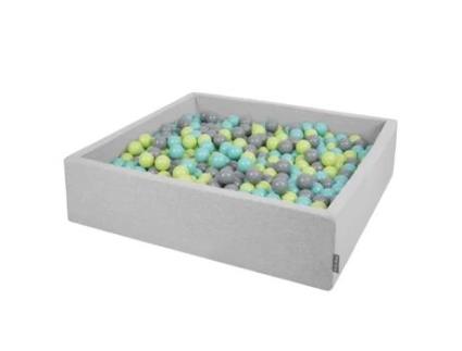 KIDDYMOON Piscina de Bolas Quadrada Grande 120X30Cm/200 Bolas 7Cm Coloridas para Bebés e Crianças Cinza Claro: Verde Claro Cinza Turquesa Clar