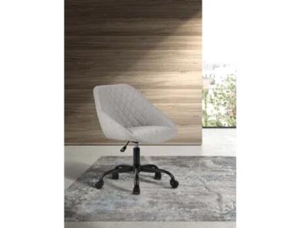 Cadeira de Estudo HISPANOHOGAR Lucie Tecido Cinzento com Rodas 74-84X58X60 Cm