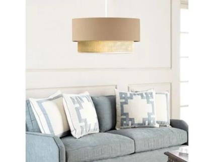 Candeeiro de Teto LUX.PRO Loughborough (70 x Ø 30 cm - Tecido / Plástico - Bege / Amarelo / Branco)