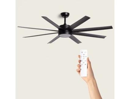 Ventilador de Teto Silencioso Hydra Preto 157Cm Motor Dc Controle Remoto com Luz TECHBREY