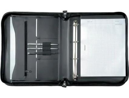 Pasta ALASSIO Limone A4 Couro Genuíno Preto