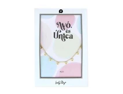 Colar Dourado Aco LOVELY STORY Corações Avo Es Unica Bc231303-Pt