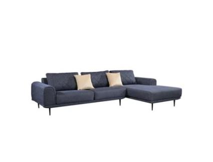 Sofá com Chaiselongugue À Direita PÄRUMM Abruzzo 300X95/175X85 Cm Azul Marl com Almofadas