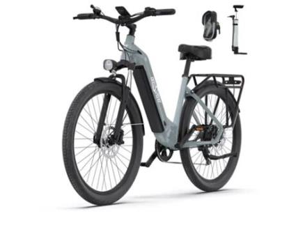 Bicicleta Eléctrica ONESPORT Ot05 36V 250W 18.2Ah 25Km/H 27.5*2.25 Sensor de Binário dos Pneus Travão de Disco Hidráulico 120Km Max Cinzento