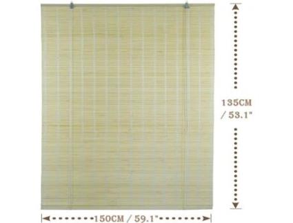 Cortina de Rolo de Bambu SOLAGUA para Janela e Porta Inclui Acessórios 150X135Cm Natural
