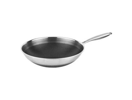 CHEFFINGER Wok Inox Premium com Interior Antiaderente em Colmeia 32 Cm Prateado