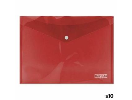 Portadocumentos INGRAF Plástico Vermelho Fecho A4 (10 Unidades)