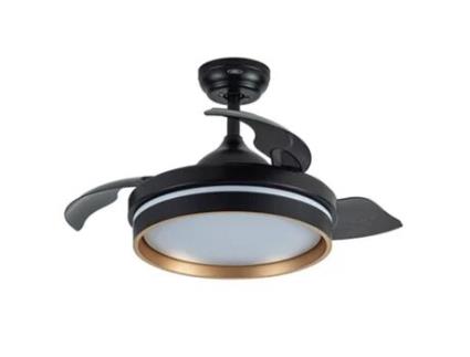 Ventilador DC NALON S Preto ouro CCt controle remoto regulável led FABRILAMP