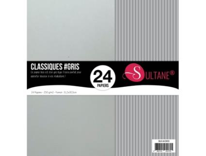 24 Papéis de Scrapbook Cinza 300G/M2 A: 30,5 cm Sultane