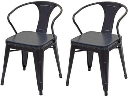 2X Cadeiras de Sala de Jantar Cozinha em Pele Sintética e Metal Estilo Industrial Cinza Preto Cds04452 MOBIKASA