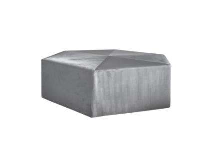 Pufe de Veludo Cotelê Giulia Cinza AC-DÉCO Estilo Vintage