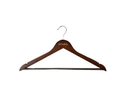 Cabide de Madeira Vintage Mogno com Silicone Antideslizante 44Cm Pack 5 Unidades GLOBALMIX