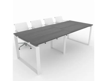 Mesa de Reunião de Casa e de Escritório. Estrutura Fechada Cor Branca Tampo de Mesa em Melamina Carvalho Ébano 240X100. Fabricada em Espanha. OFICIT
