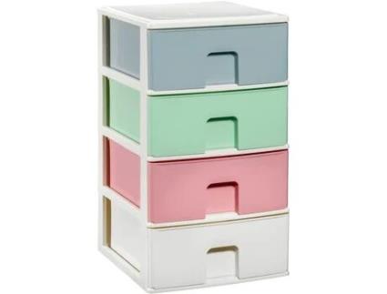 Cômoda Empilhável de Plástico Modelo Multicolorido Cor Branco Gavetas de Armazenamento Modular COMFORT HOUSE