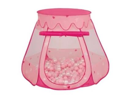 Tenda Salto Bebê com Bolas de Plástico Tenda 105X90Cm/600 Bolas para Crianças Cor-De-Rosa:Pó-Rosa-Pérola-Transparente SELONIS