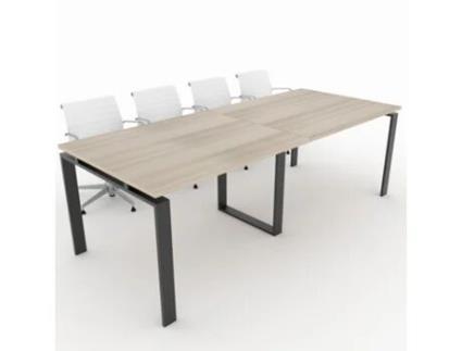 Mesa de Reunião de Casa e de Escritório. Estrutura Metálica Aberta na Cor Preto Tampo em Melamina na Cor Faia. 240X100. Fabricada em Espanha. OFICIT