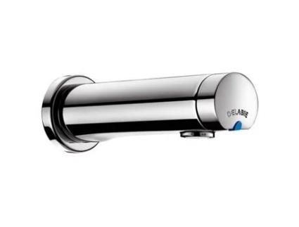 Torneira de Parede com Fecho Automático Temposoft 2 para Lavatório Cinza Furo Único Economia de Água Cromado DELABIE