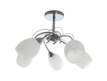 Lâmpada de Tecto Pisa In Metal Vidro Crómio Branco 58X58X38 Cm EPIKASA