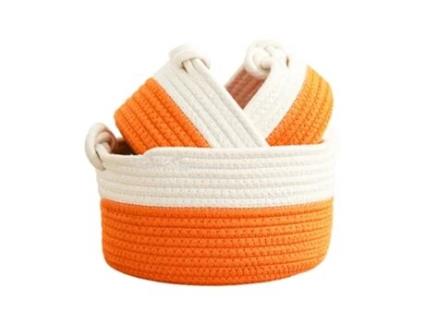 Cesto de Armazenamento Cesta Decorativa ZEAICOS Laranja (28x28x16cm)