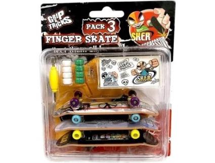 Finger Skate Mini Skate Pack 3 Criança Menino a Partir de 6 Anos GRIP&TRICKS