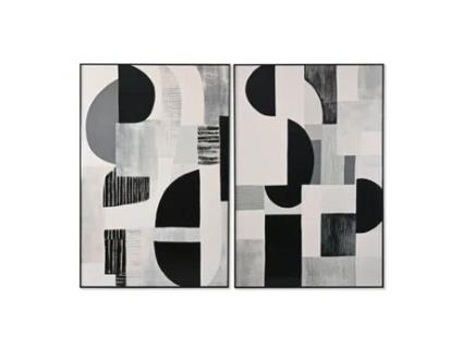 Pintura HOME ESPRIT Branco Preto Moderno 80 x 3,5 x 120 cm (2 Unidades)