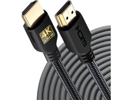 POWERBEAR Cabo HDMI 4K 2m de Alta Velocidade Trançado em Nylon e Conectores de Ouro 4K @ 60Hz Ultra HD 2K 1080P ARC e Classificado CL3 para o