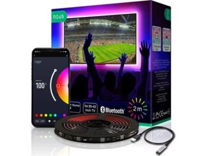 Fita de Leds Rgb Inteligente Bluetooth 5W 5Vdc Usb-A P/ Tv Compatível com Tuya 2M F7 NOUS