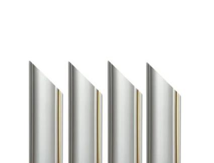 4 Barras Inteiras Pré-Cortadas em Ângulo para Painéis Boiserie em Polímeros Linha Ouro Fio Dourado Branco Marfim 9010 250Cm ETERNAL PARQUET