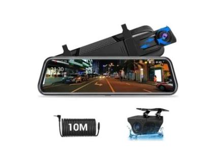 Câmara Espelho Retrovisor Carro 10 Ips Touch 1080P 170º Câmara Traseira Cabo 10M JANSITE