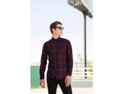 Camisa de Homem SKINNI FIT Verificada Vermelho (2XL)