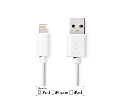 Cabo Lightning Usb Pin Mbps Nickel Plated Round para Apple NEDIS PVC Branco