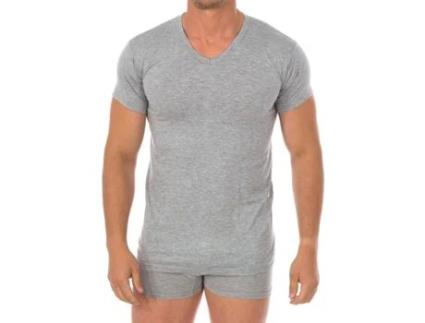 T-Shirt de Homem Q-EN Algodão Cinzento (L)