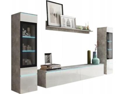 Conjunto de Sala Vera Ii Betão/Branco Brilhante BRATEX