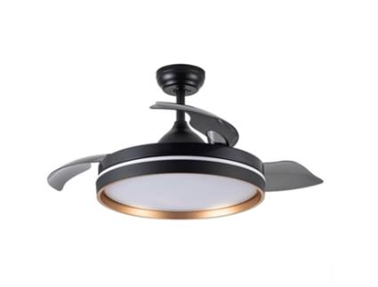 Ventilador DC NALON L ouro preto CCt controle remoto regulável led FABRILAMP
