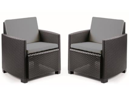 Conjunto de 2 Cadeirões IPAE-PROGARDEN Sicília com Almofada Cinza (73x67x77 cm)