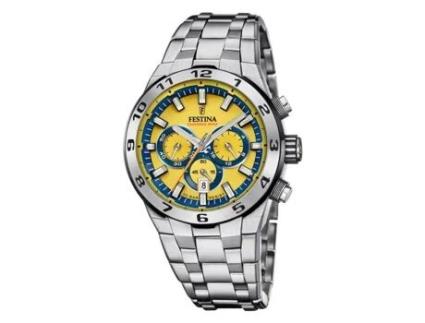 Relógio FESTINA Chrono Bike Amarelo para Homem com Pulseira de Aço F20670/4