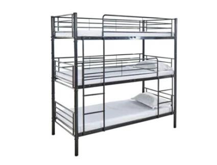 Beliche Triplo 90Cm Metal Preto 2 Colchões 90X190Cm SALDOSYSTOCKS