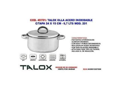 Talox olla acero inox 18/8 c/tapa 24 x 15 cm - 6,7 lts mod. 201