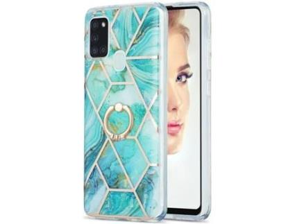 Capa Samsung Galaxy A21s HFS-HOUSE Mármore com Anel de Suporte (Azul)