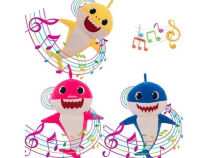 Peluche Bebé Tubarão Fofo Música Flash 20Cm Vermelho LUGA