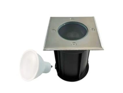 Foco embutido de solo quadrado de aço inoxidável 304 exterior IP65 GU10 5W Bombilla Branco frio 6000K EUROPALAMP