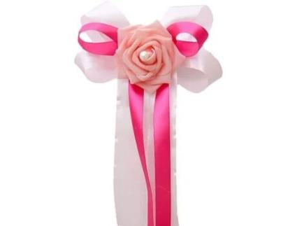 Decoração de Carro de Casamento KENTOP com Laço Rosa para Maçaneta Da Porta Do Espelho Retrovisor Cetim Rosa 35 17 Cm