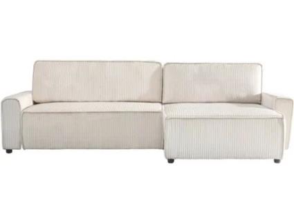 Sofá esquinero convertible y reversible de pana ''Montaigne'' - 3 plazas - Beige (282 x 153 x 93 cm)
