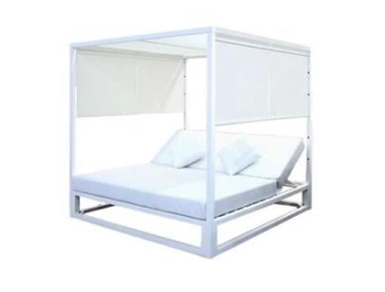 Daybed Conceito Alumínio Branco Encosto Ajustável Lado Poliéster com Teflon Têxtil Inferior