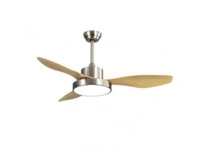 Ventilador Dc Hayate 48W Níquel e Faia 39/54X120X120Cm 3000-4000-6000K com Controle Memória e Temporizador FABRILAMP