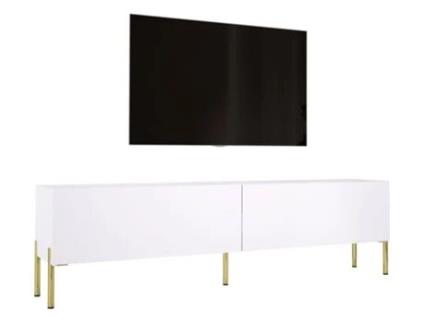 Móvel de Tv em Branco Mate com Pés Retos Dourados D: L: 170 Cm A: 52 Cm D: 32 Cm 3XELIVING