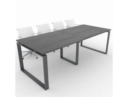 Mesa de Reunião Casa e de Escritório Estrutura Fechada Cor Cinzento Grafite Tampo de Mesa Melamina Carvalho Ébano 240X100 Fabricada em Espanha OFICIT