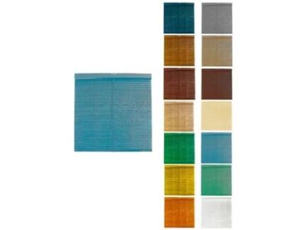 Cortina de madeira Alicantina com roldana metálica - Cortina de enrolar para janelas, portas, sala azul (pintada) 117 x 120 cm