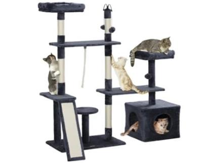 Arranhador para Gatos Aglomerado e Sisal cor Cinzento 124 PAWHUT 5x40x134 cm