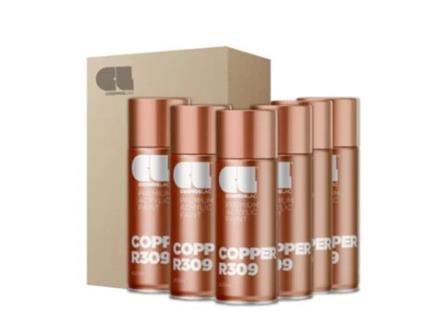 6 X Spray Acrílico Premium Brilhante R309 Cobre 400 Ml